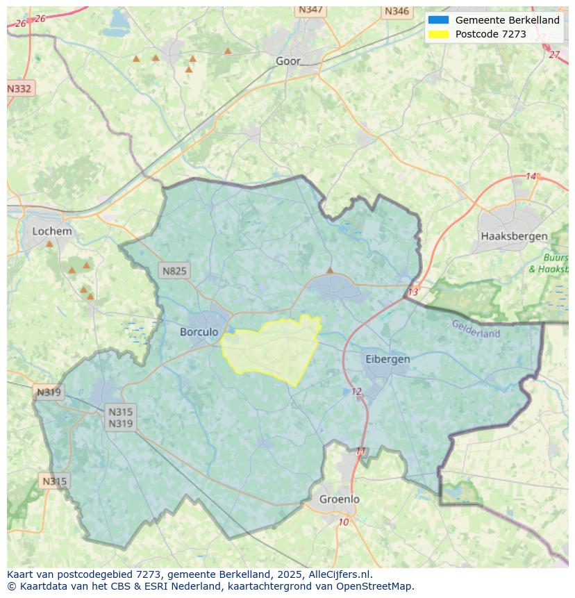 Afbeelding van het postcodegebied 7273 op de kaart.