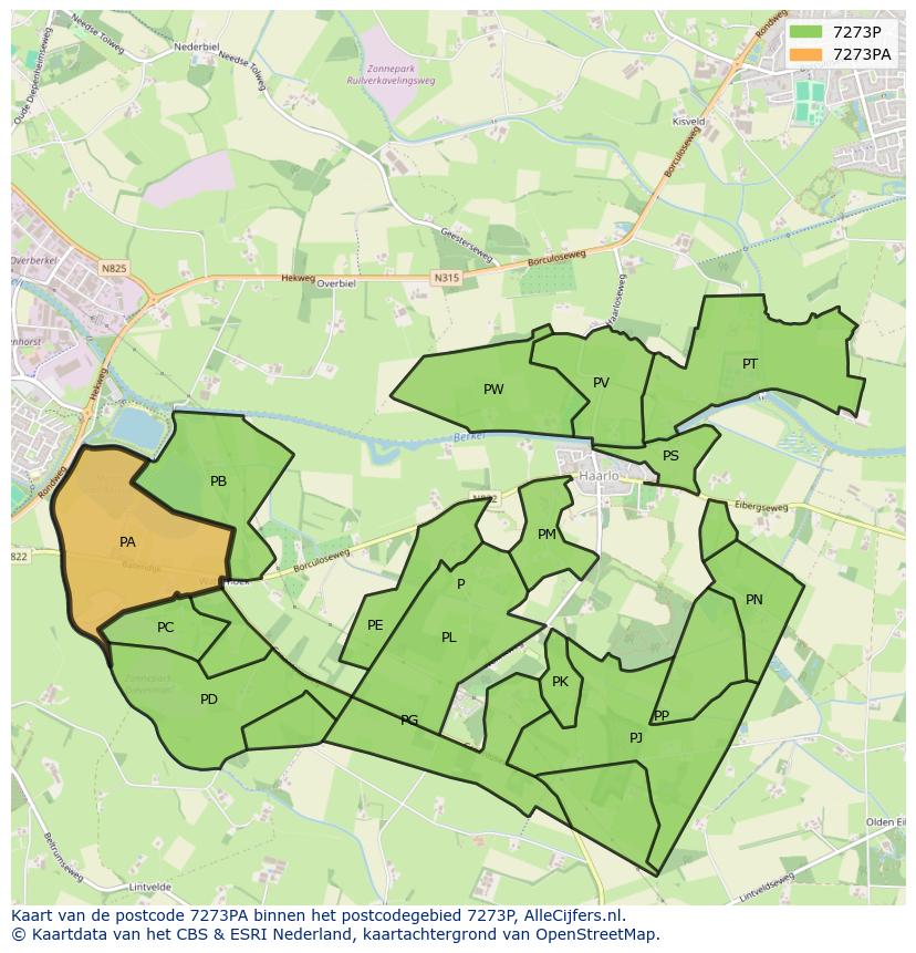 Afbeelding van het postcodegebied 7273 PA op de kaart.
