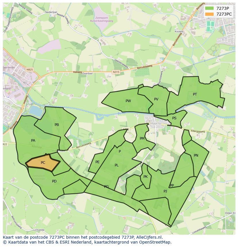Afbeelding van het postcodegebied 7273 PC op de kaart.