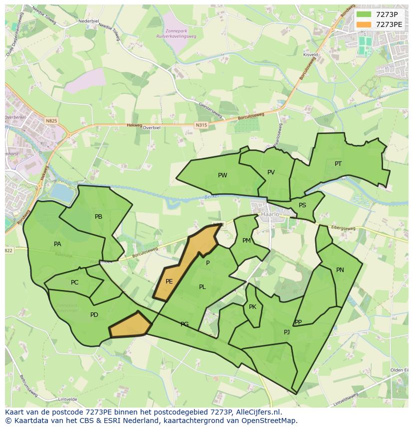 Afbeelding van het postcodegebied 7273 PE op de kaart.