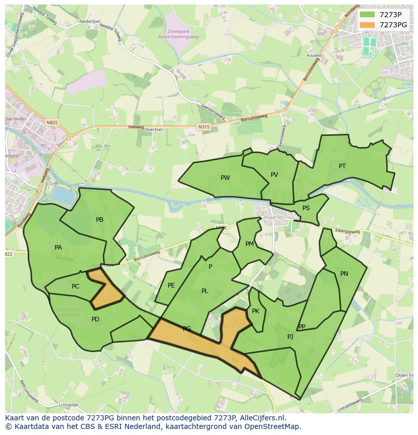 Afbeelding van het postcodegebied 7273 PG op de kaart.