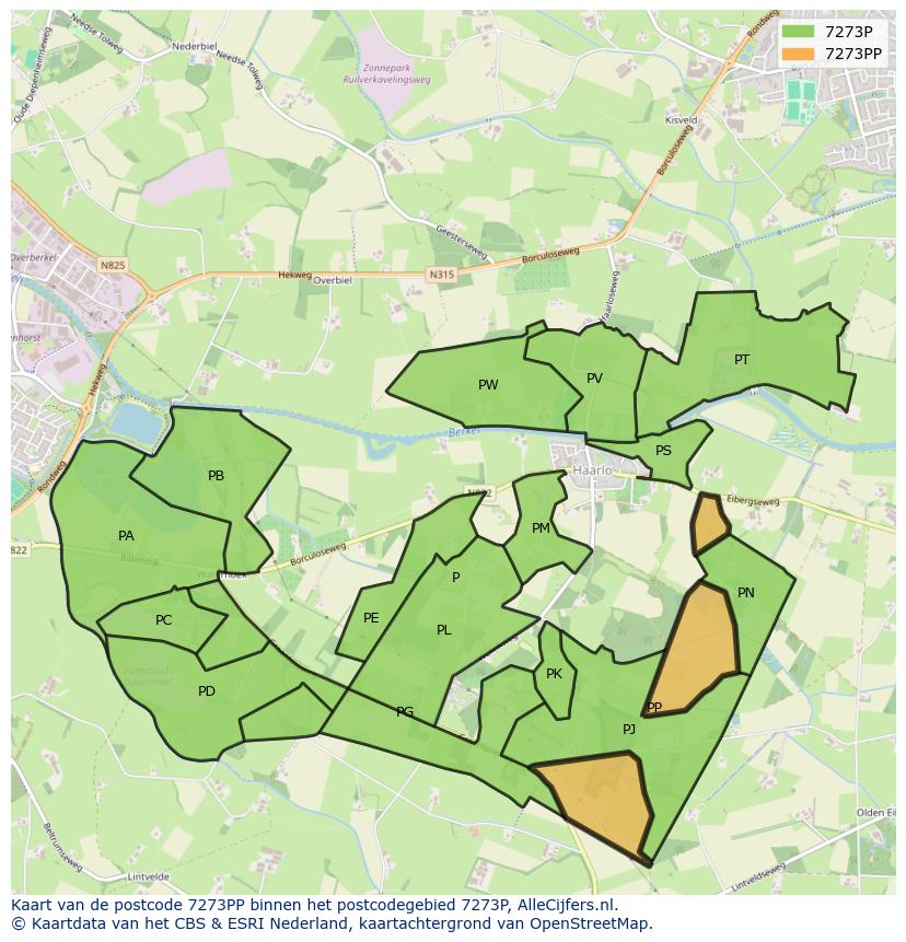 Afbeelding van het postcodegebied 7273 PP op de kaart.