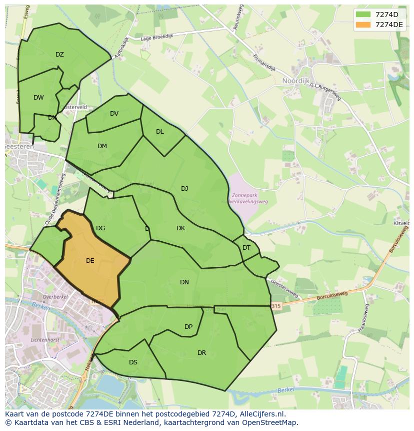Afbeelding van het postcodegebied 7274 DE op de kaart.