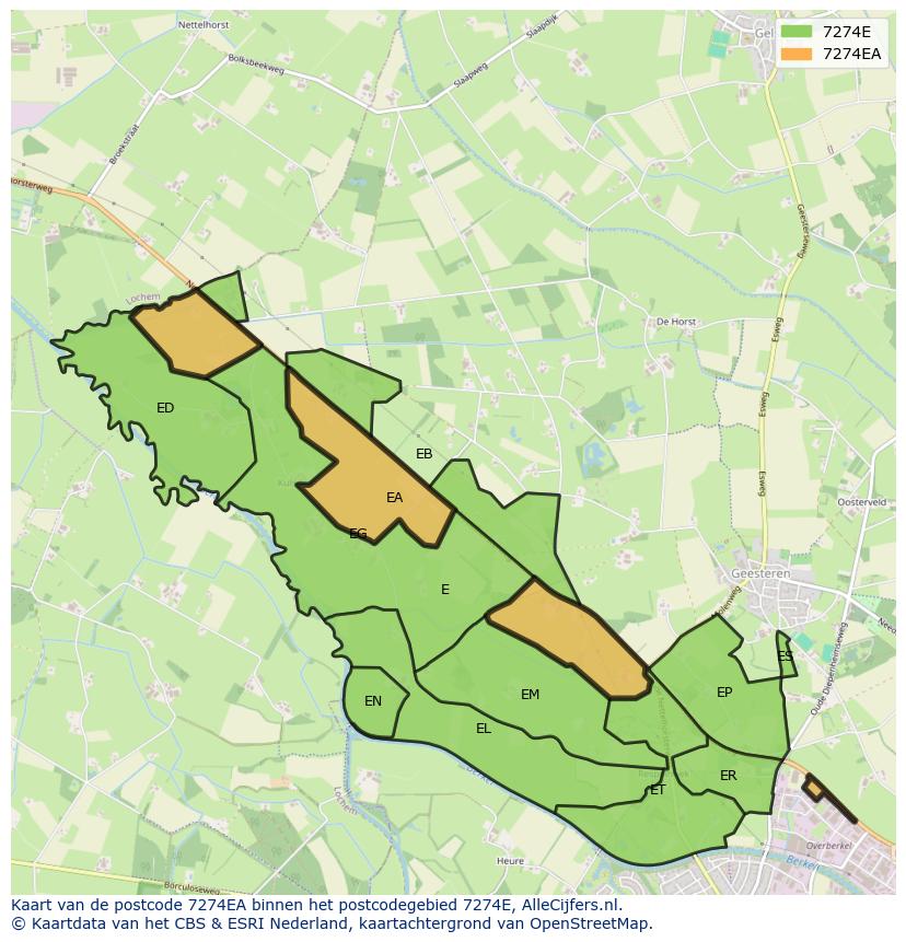 Afbeelding van het postcodegebied 7274 EA op de kaart.
