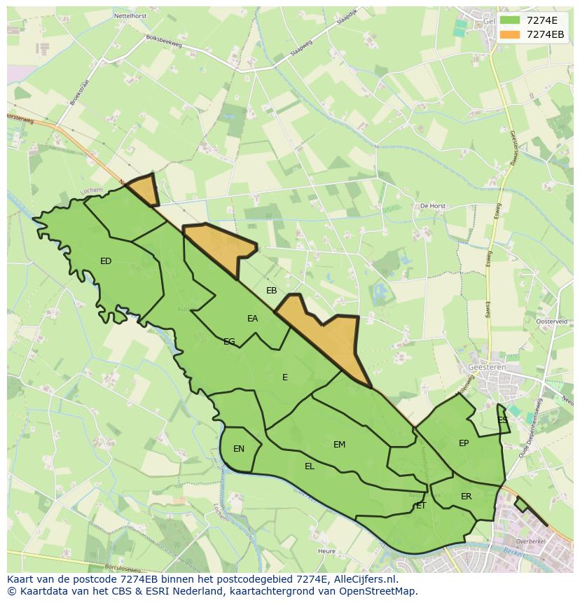 Afbeelding van het postcodegebied 7274 EB op de kaart.