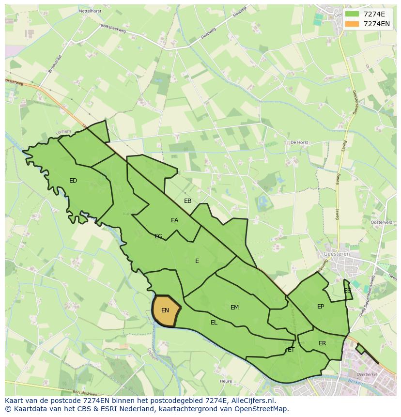 Afbeelding van het postcodegebied 7274 EN op de kaart.