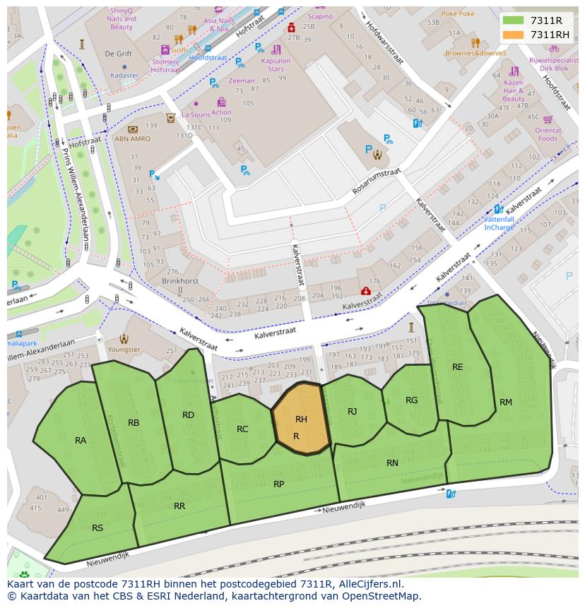 Afbeelding van het postcodegebied 7311 RH op de kaart.