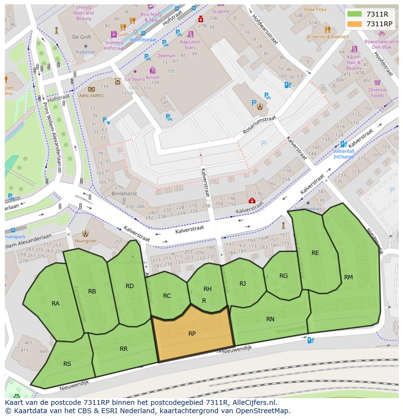Afbeelding van het postcodegebied 7311 RP op de kaart.