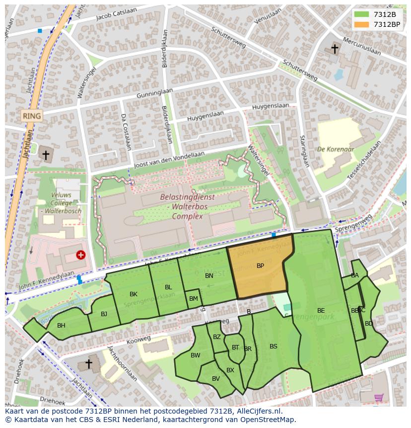 Afbeelding van het postcodegebied 7312 BP op de kaart.