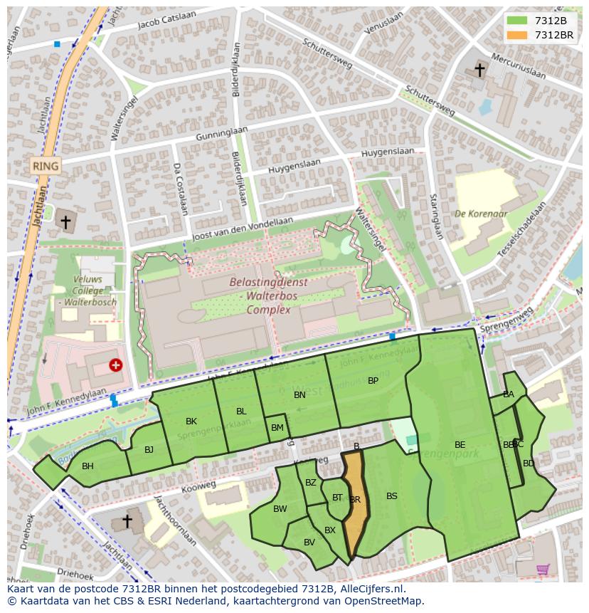 Afbeelding van het postcodegebied 7312 BR op de kaart.