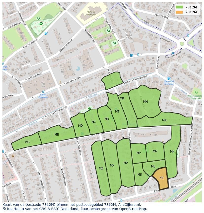 Afbeelding van het postcodegebied 7312 MJ op de kaart.