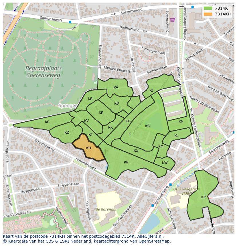 Afbeelding van het postcodegebied 7314 KH op de kaart.