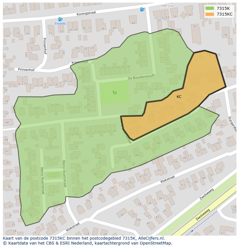 Afbeelding van het postcodegebied 7315 KC op de kaart.