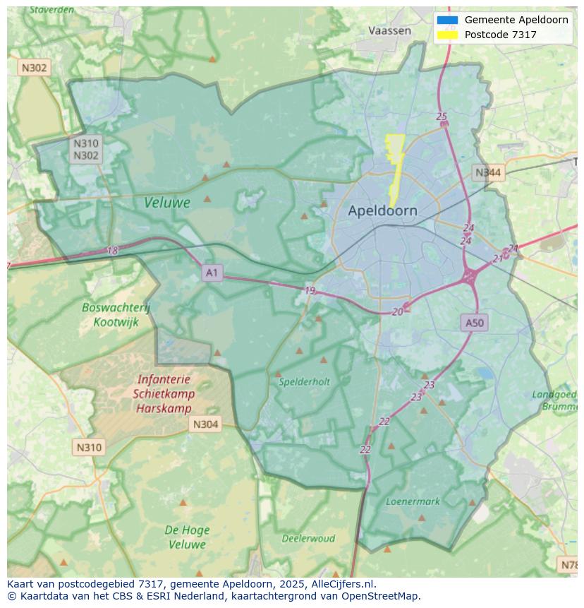 Afbeelding van het postcodegebied 7317 op de kaart.