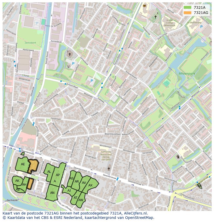 Afbeelding van het postcodegebied 7321 AG op de kaart.