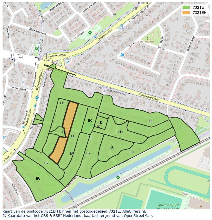 Afbeelding van het postcodegebied 7321 EH op de kaart.