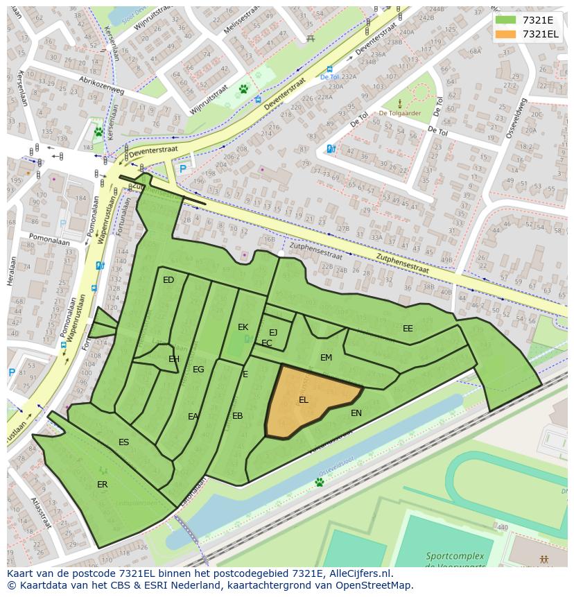 Afbeelding van het postcodegebied 7321 EL op de kaart.