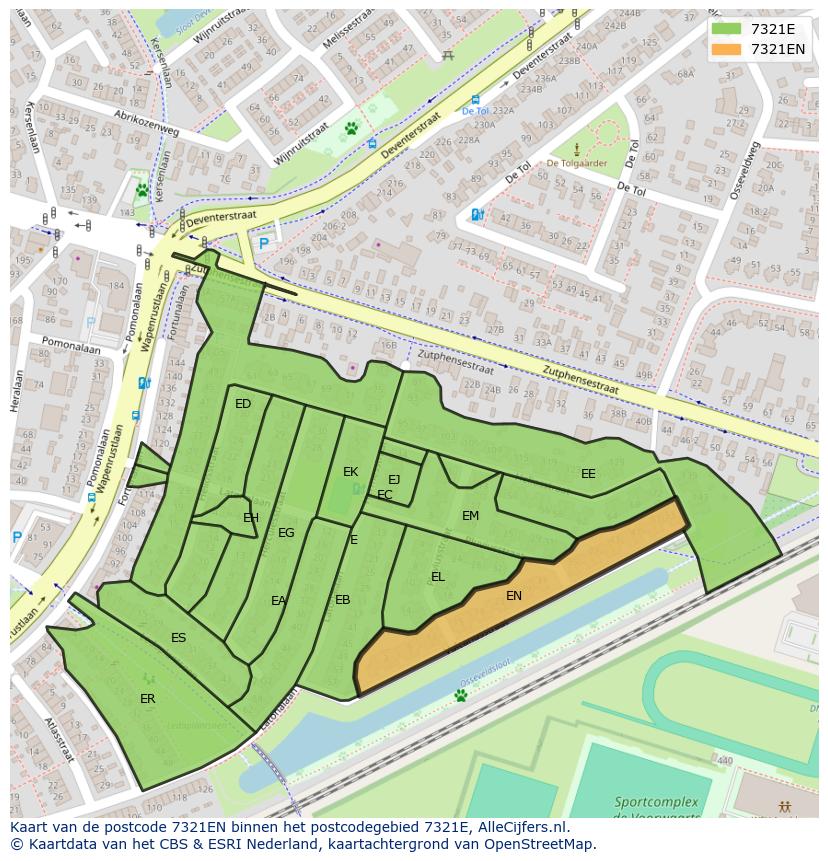 Afbeelding van het postcodegebied 7321 EN op de kaart.
