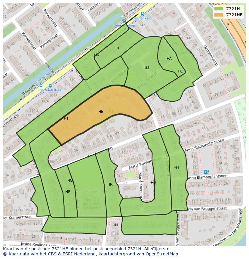 Afbeelding van het postcodegebied 7321 HE op de kaart.