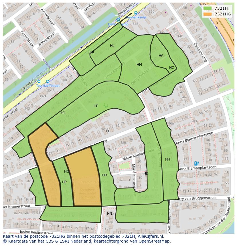 Afbeelding van het postcodegebied 7321 HG op de kaart.
