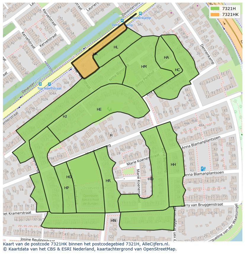 Afbeelding van het postcodegebied 7321 HK op de kaart.