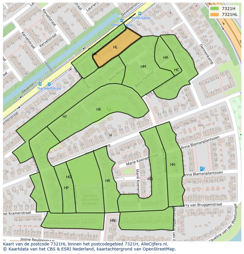Afbeelding van het postcodegebied 7321 HL op de kaart.