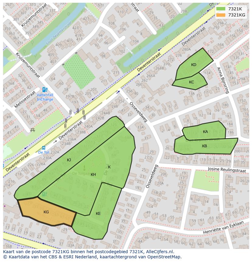 Afbeelding van het postcodegebied 7321 KG op de kaart.