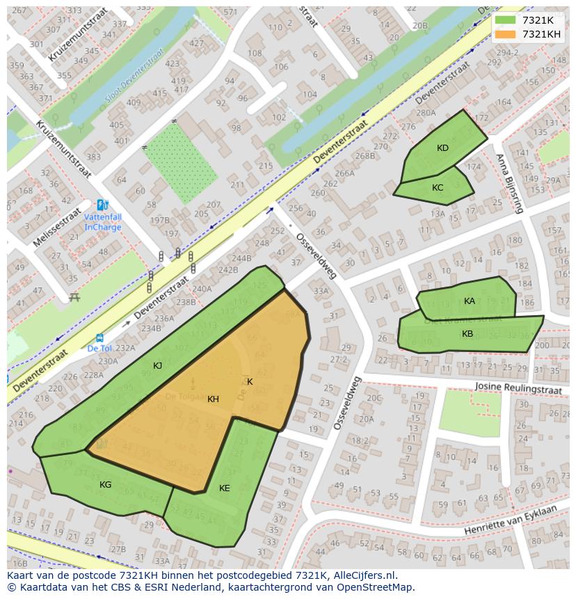 Afbeelding van het postcodegebied 7321 KH op de kaart.