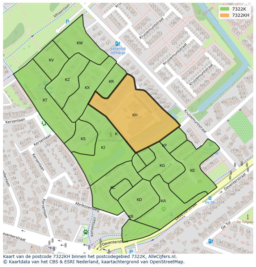 Afbeelding van het postcodegebied 7322 KH op de kaart.