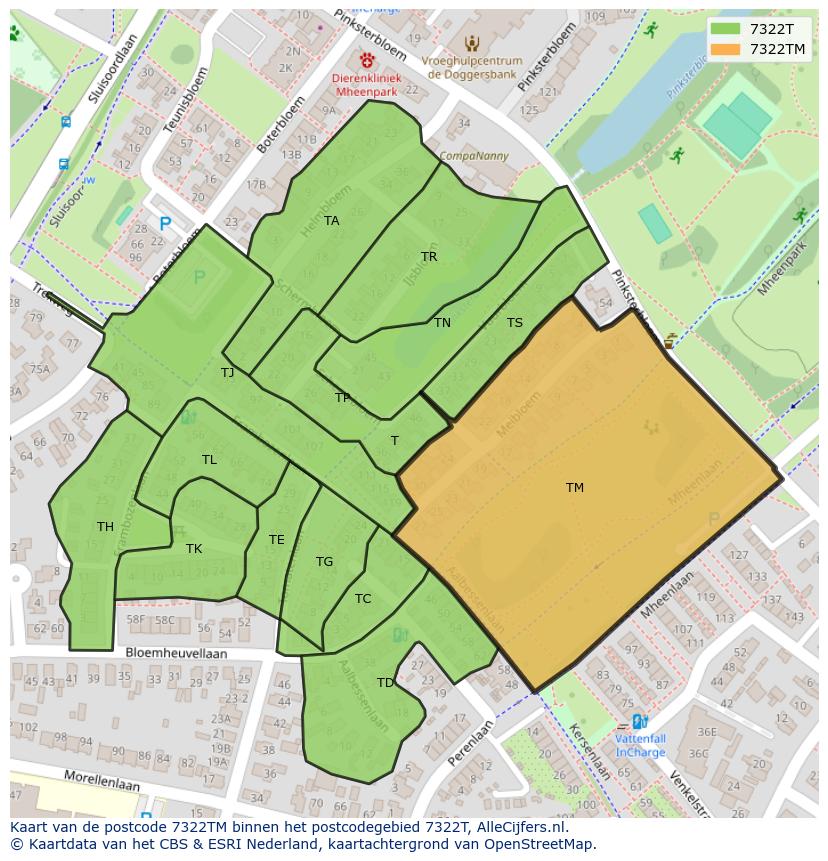 Afbeelding van het postcodegebied 7322 TM op de kaart.