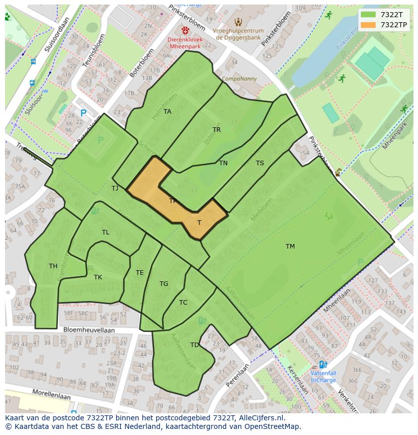 Afbeelding van het postcodegebied 7322 TP op de kaart.