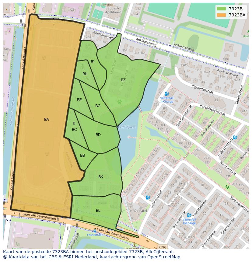 Afbeelding van het postcodegebied 7323 BA op de kaart.