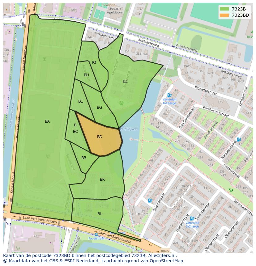 Afbeelding van het postcodegebied 7323 BD op de kaart.