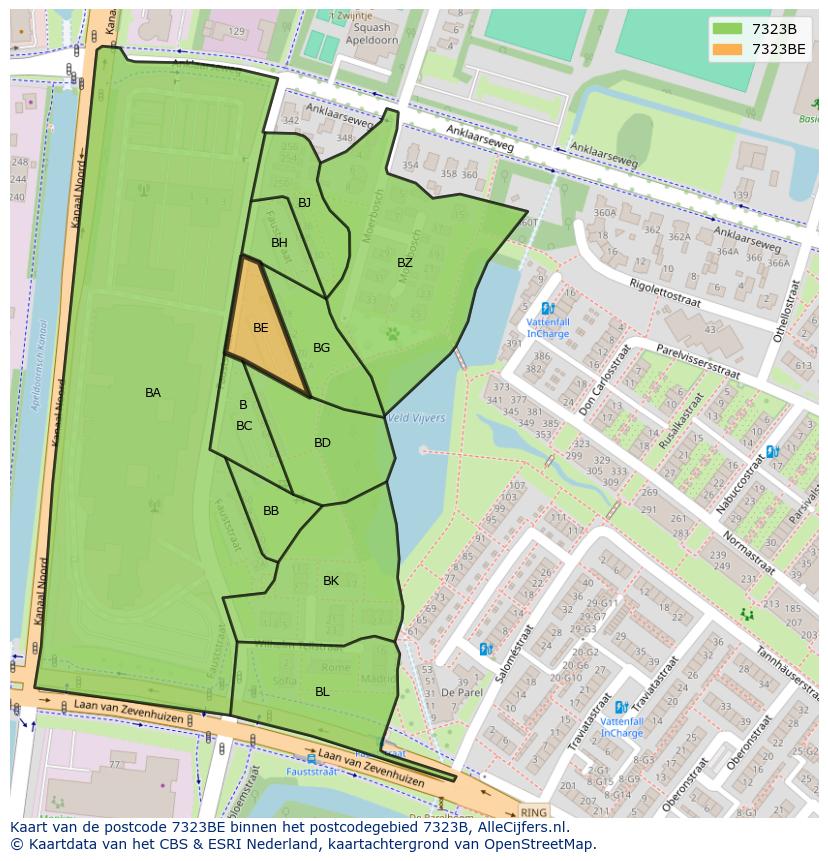 Afbeelding van het postcodegebied 7323 BE op de kaart.