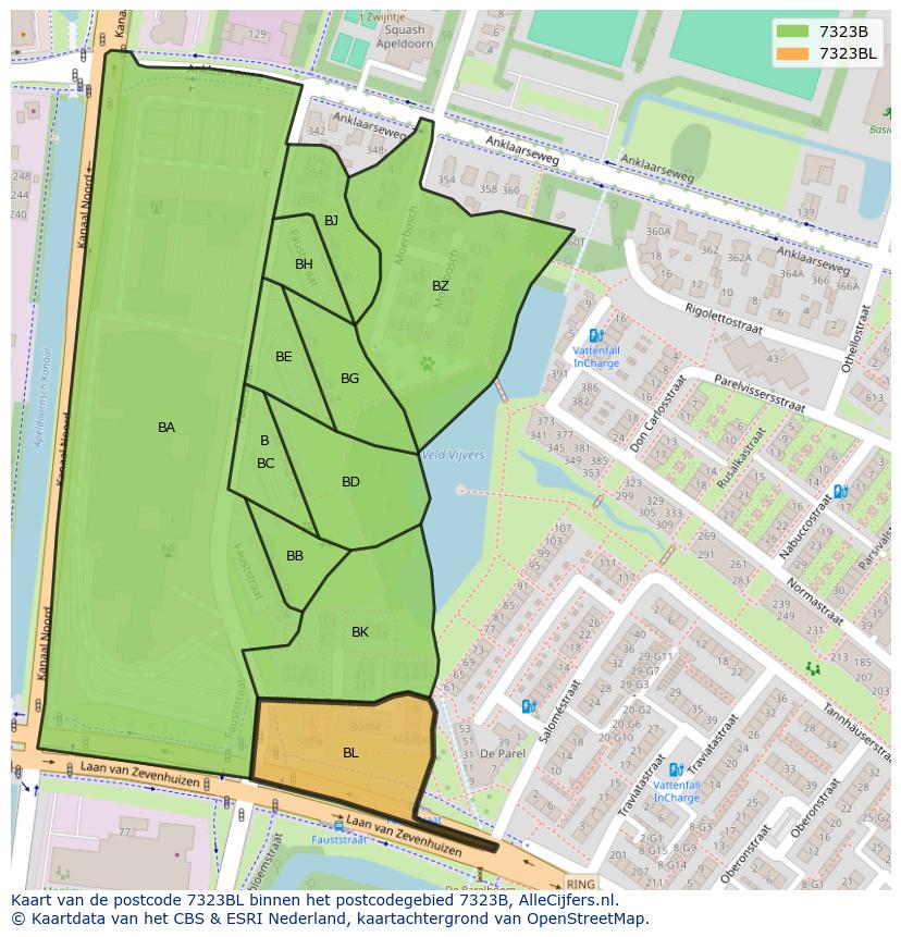 Afbeelding van het postcodegebied 7323 BL op de kaart.