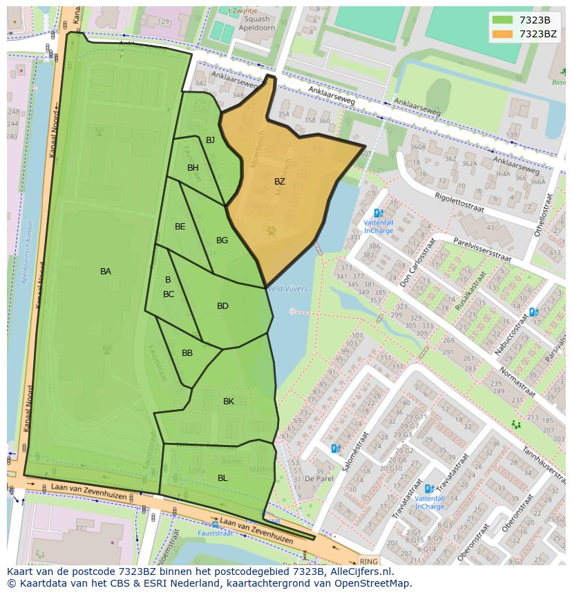 Afbeelding van het postcodegebied 7323 BZ op de kaart.