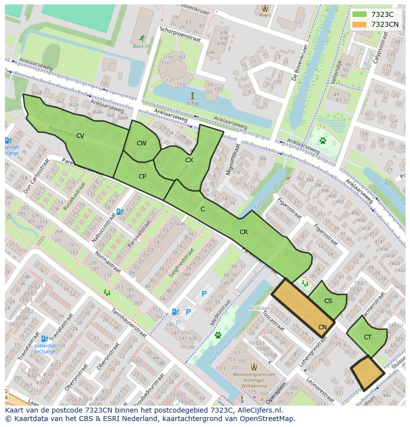 Afbeelding van het postcodegebied 7323 CN op de kaart.