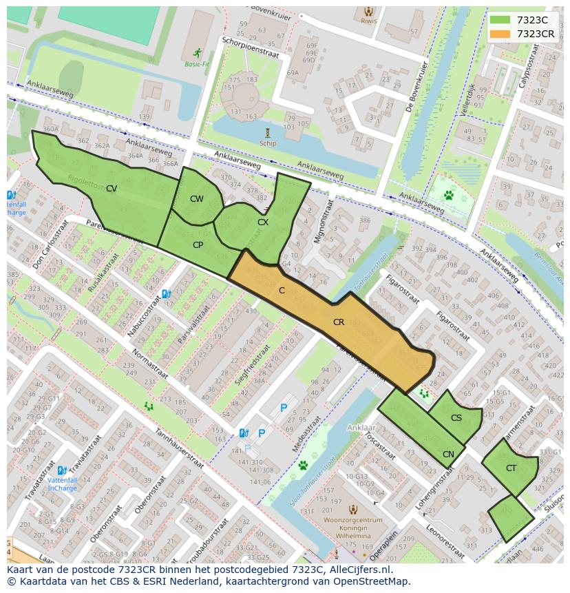 Afbeelding van het postcodegebied 7323 CR op de kaart.