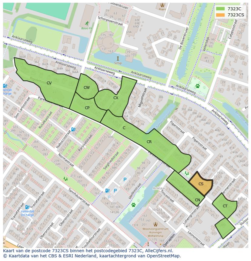 Afbeelding van het postcodegebied 7323 CS op de kaart.