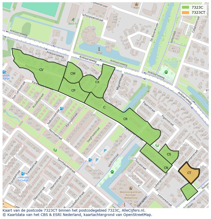 Afbeelding van het postcodegebied 7323 CT op de kaart.