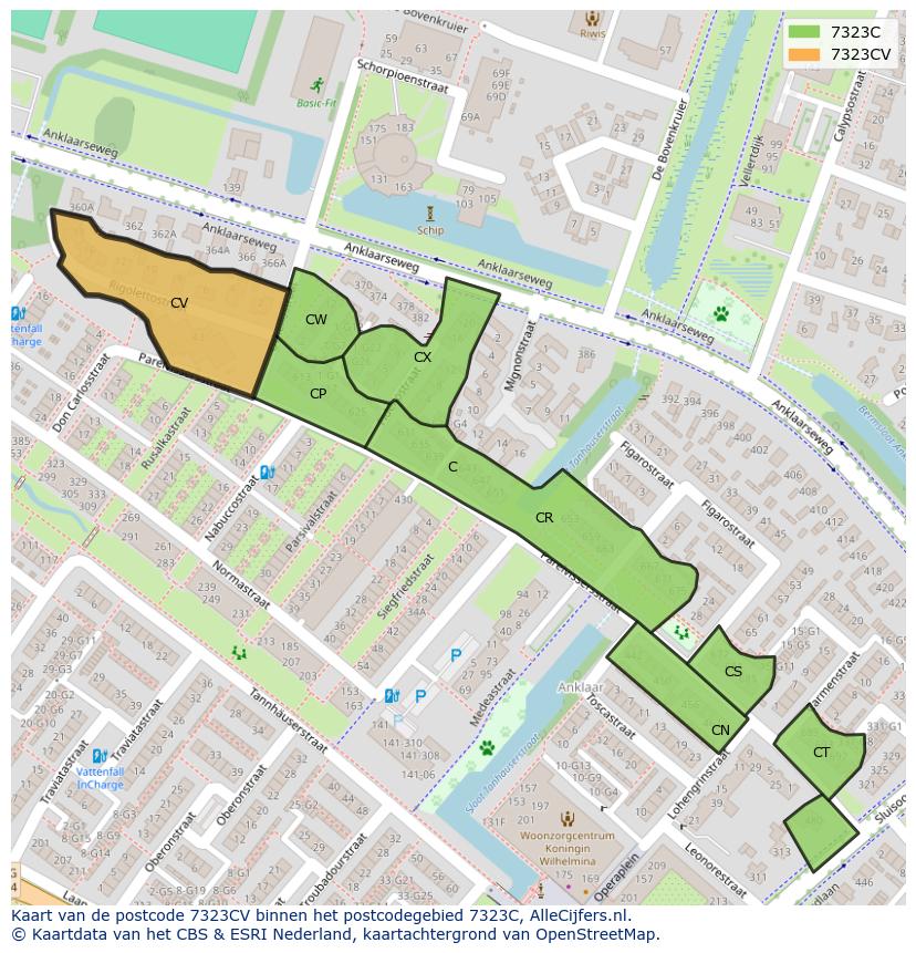 Afbeelding van het postcodegebied 7323 CV op de kaart.