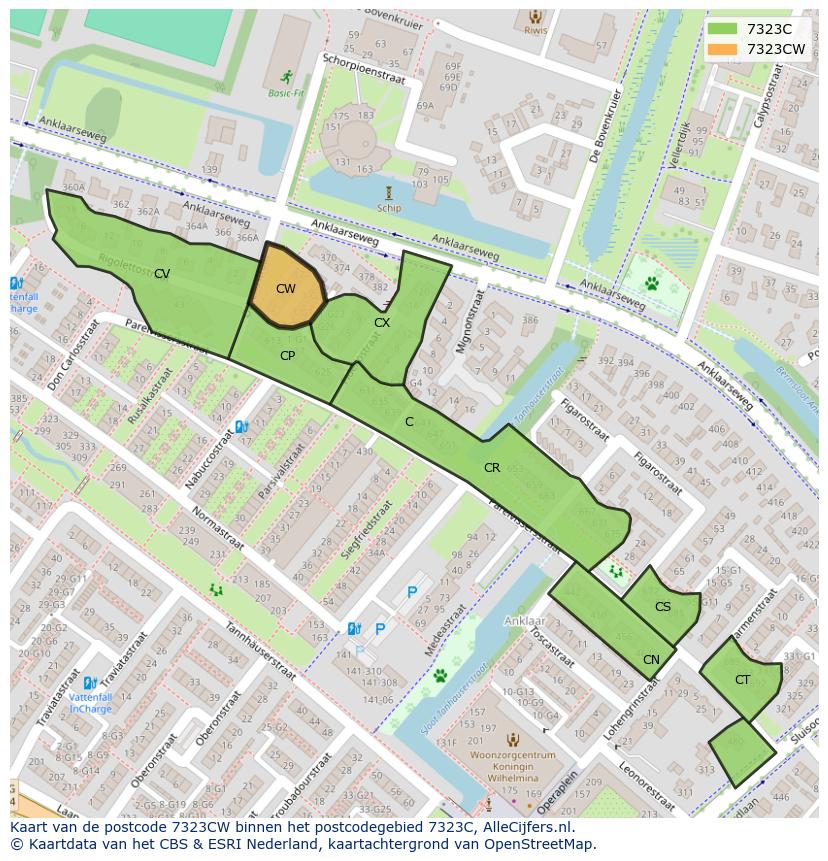 Afbeelding van het postcodegebied 7323 CW op de kaart.