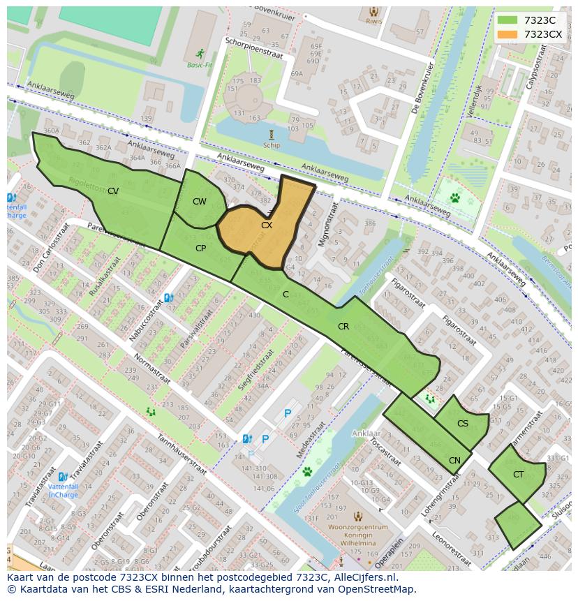 Afbeelding van het postcodegebied 7323 CX op de kaart.