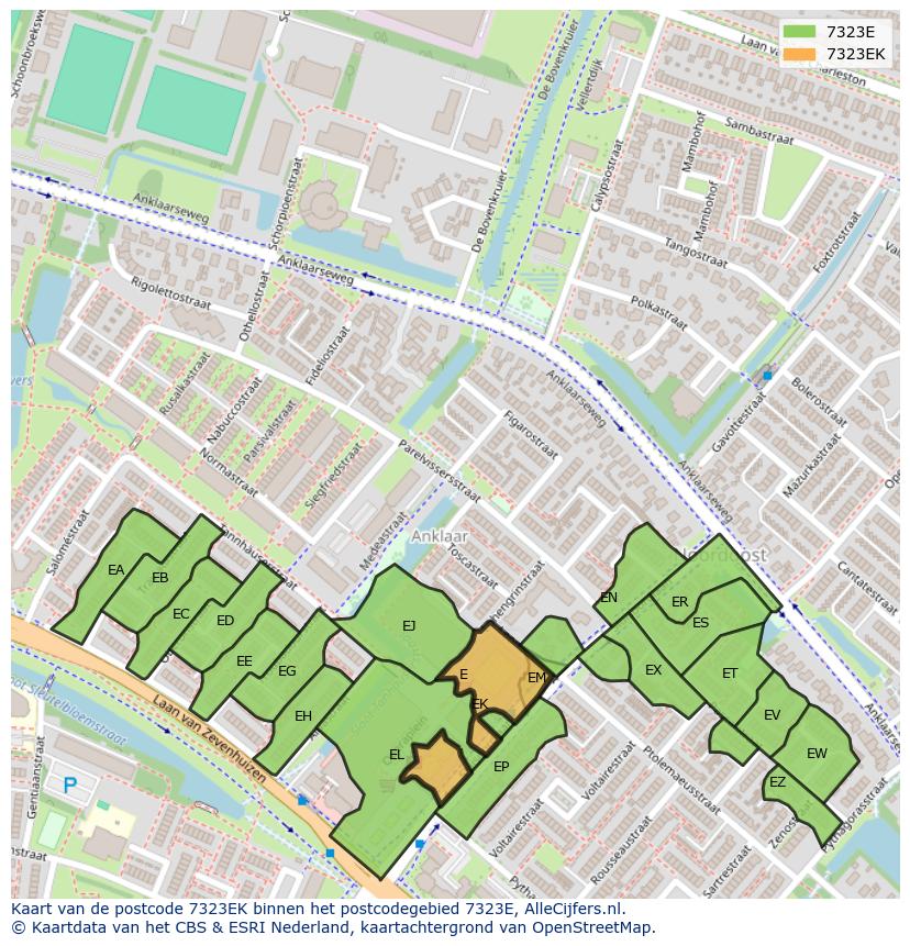 Afbeelding van het postcodegebied 7323 EK op de kaart.