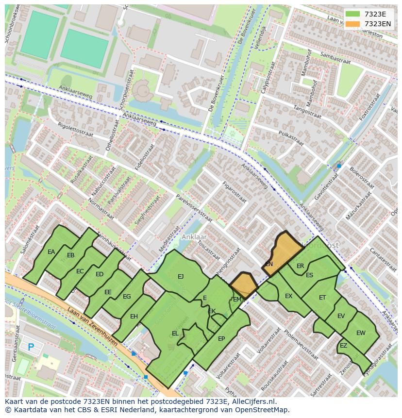 Afbeelding van het postcodegebied 7323 EN op de kaart.