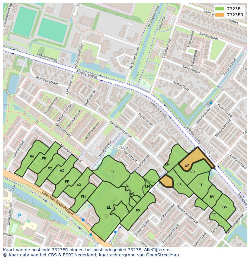 Afbeelding van het postcodegebied 7323 ER op de kaart.
