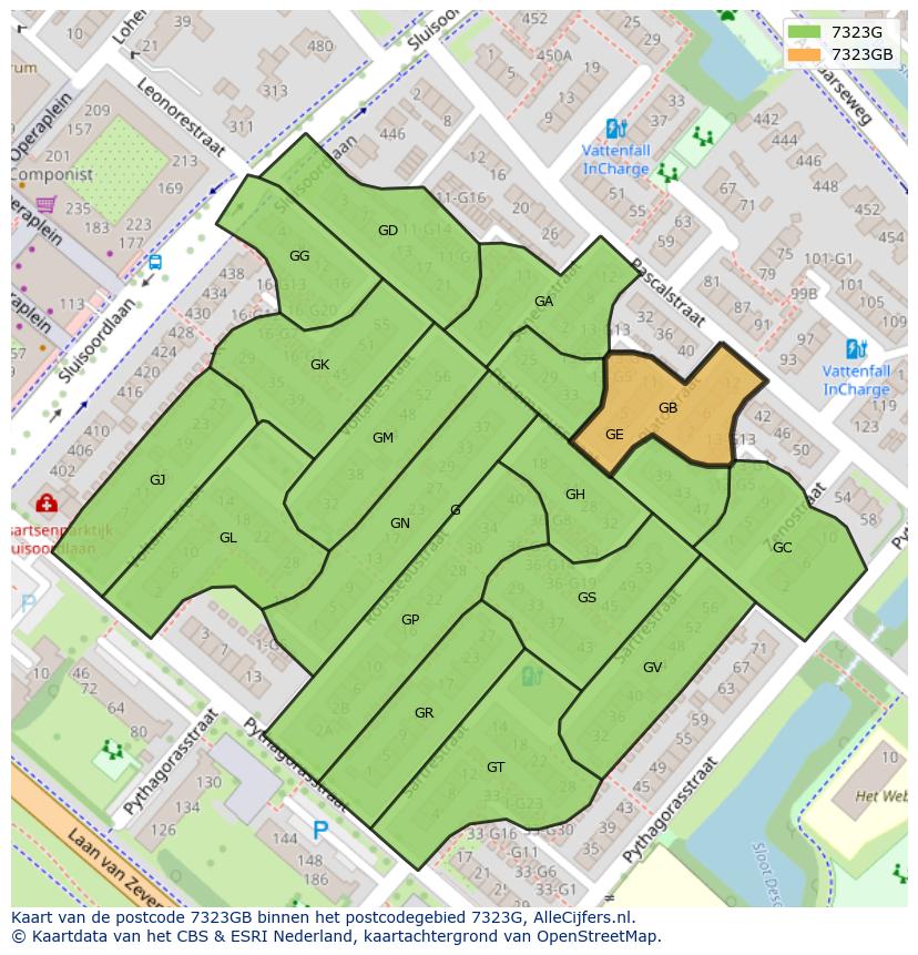 Afbeelding van het postcodegebied 7323 GB op de kaart.