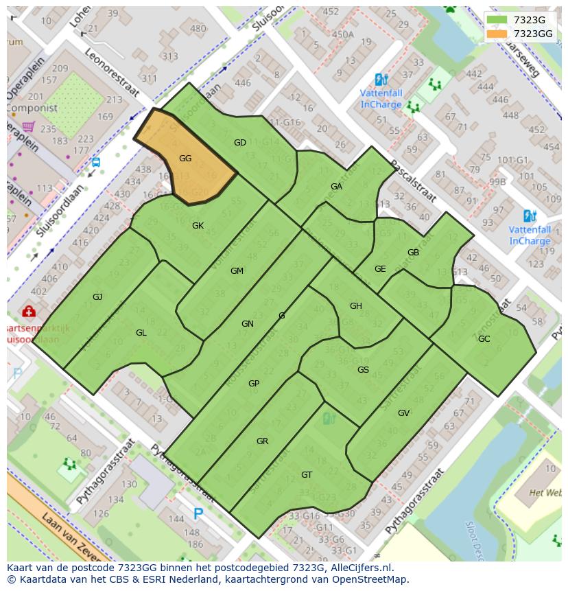 Afbeelding van het postcodegebied 7323 GG op de kaart.