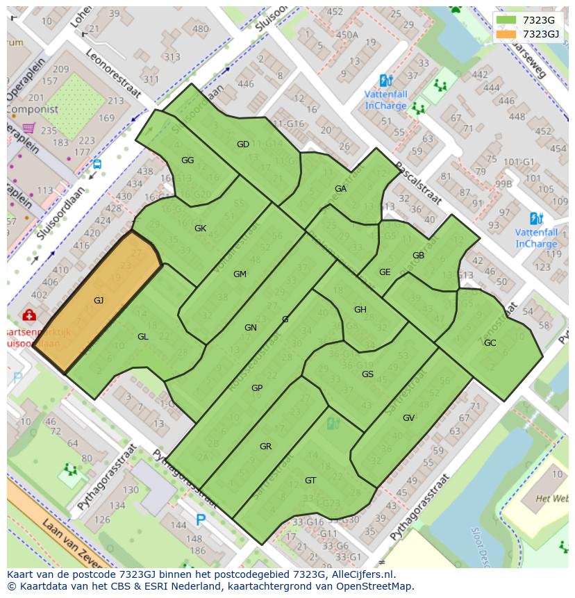 Afbeelding van het postcodegebied 7323 GJ op de kaart.