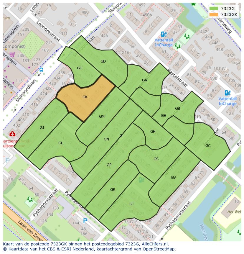 Afbeelding van het postcodegebied 7323 GK op de kaart.